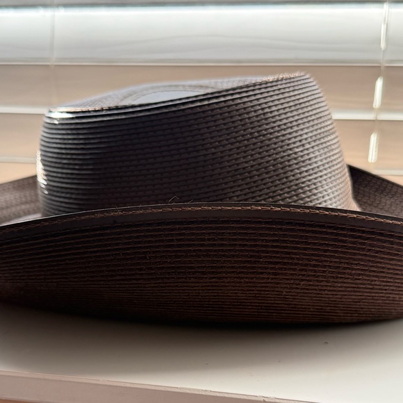 Patricia Underwood New York Genuine Corded Cordovan Leather Wide Brim Hat - Picture 4 of 8